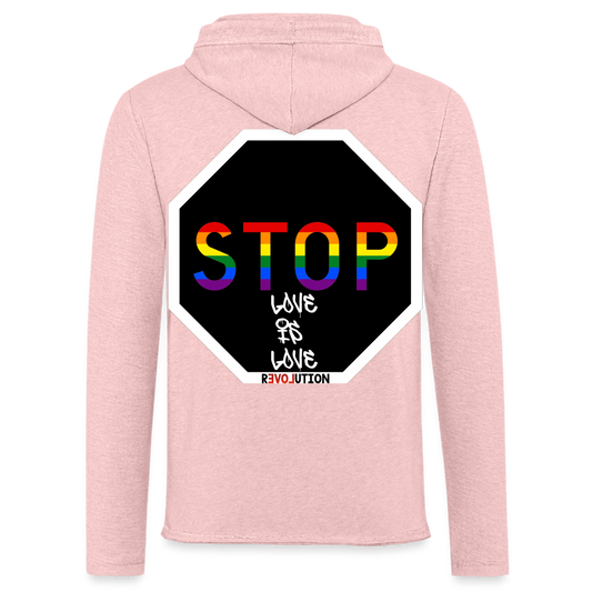 STOP! LOVE IS LOVE Unisex Lightweight Terry Hoodie R3 - cream heather pink