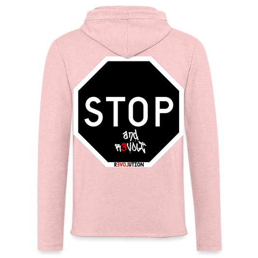 STOP! REVOLT Unisex Lightweight Terry Hoodie R3 - cream heather pink