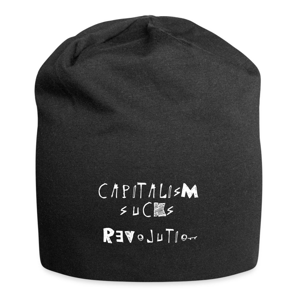 Capitalism 5ucks Jersey Beanie - black