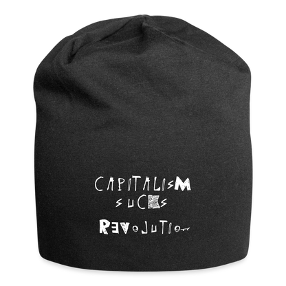 Capitalism 5ucks Jersey Beanie - black