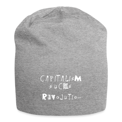Capitalism 5ucks Jersey Beanie - heather gray