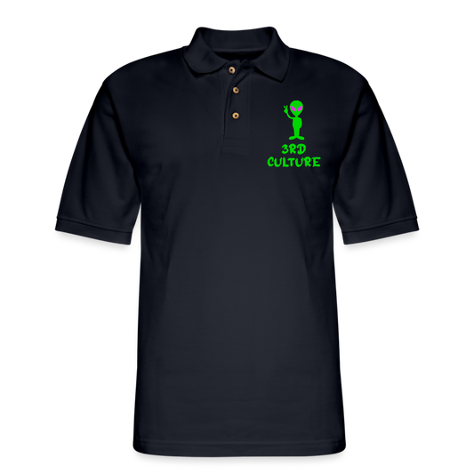 LIME ALIEN Men's Pique Polo Shirt 3C - midnight navy