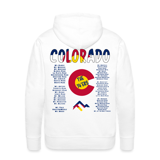 COLORADO 14ERS Men’s Premium Hoodie CC - white