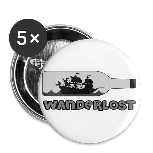 SHIP IN A BOTTLE Buttons small 1'' (5-pack) WL - white
