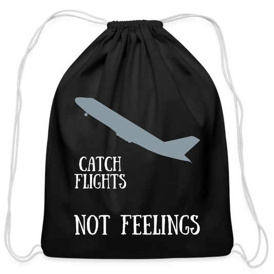 CATCH FLIGHTS Cotton Drawstring Bag WL - black