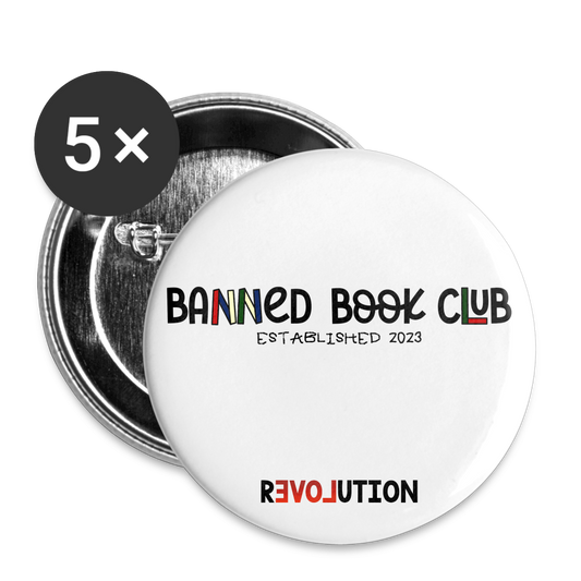 BANNED BOOK CLUB Buttons small 1'' (5-pack) R3 - white
