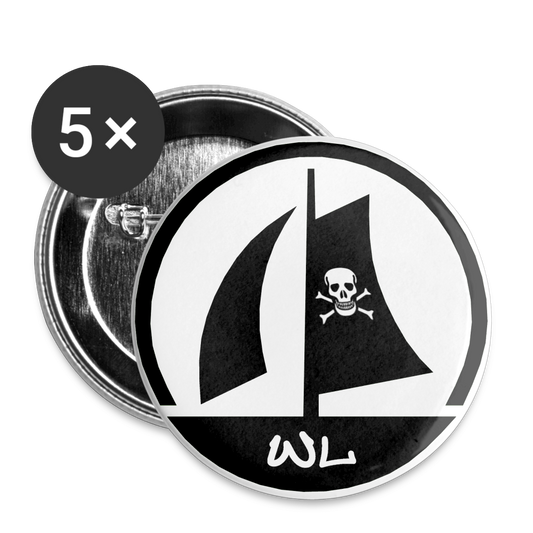 PIRATE SHIP Buttons small 1'' (5-pack) WL - white