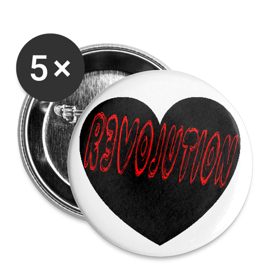 R3 BLACK HEART Buttons small 1'' (5-pack) - white